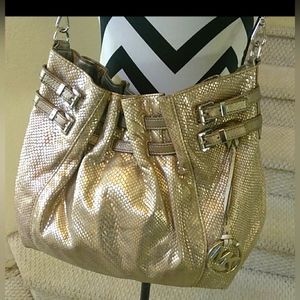 MICHAEL KORS AUTHENTIC SNAKE GOLD TONE METALLIC BAG! BEAUTIFUL